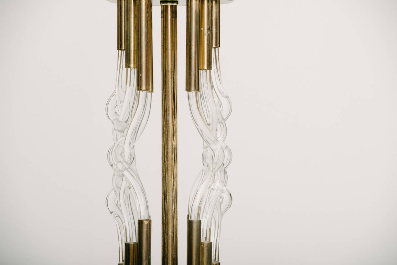 Mid-20th Century Pair of Vintage Braided Lucite and Brass Lamps