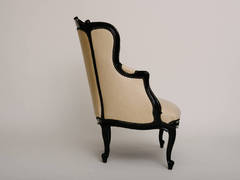 19th Century Black Lacquered Bergère