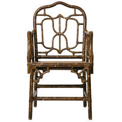 Vintage Bamboo Painted Chippendale Chair