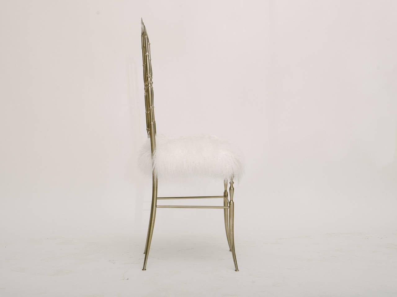 Vintage Italian Chiavari Chair in Mongolian Fur