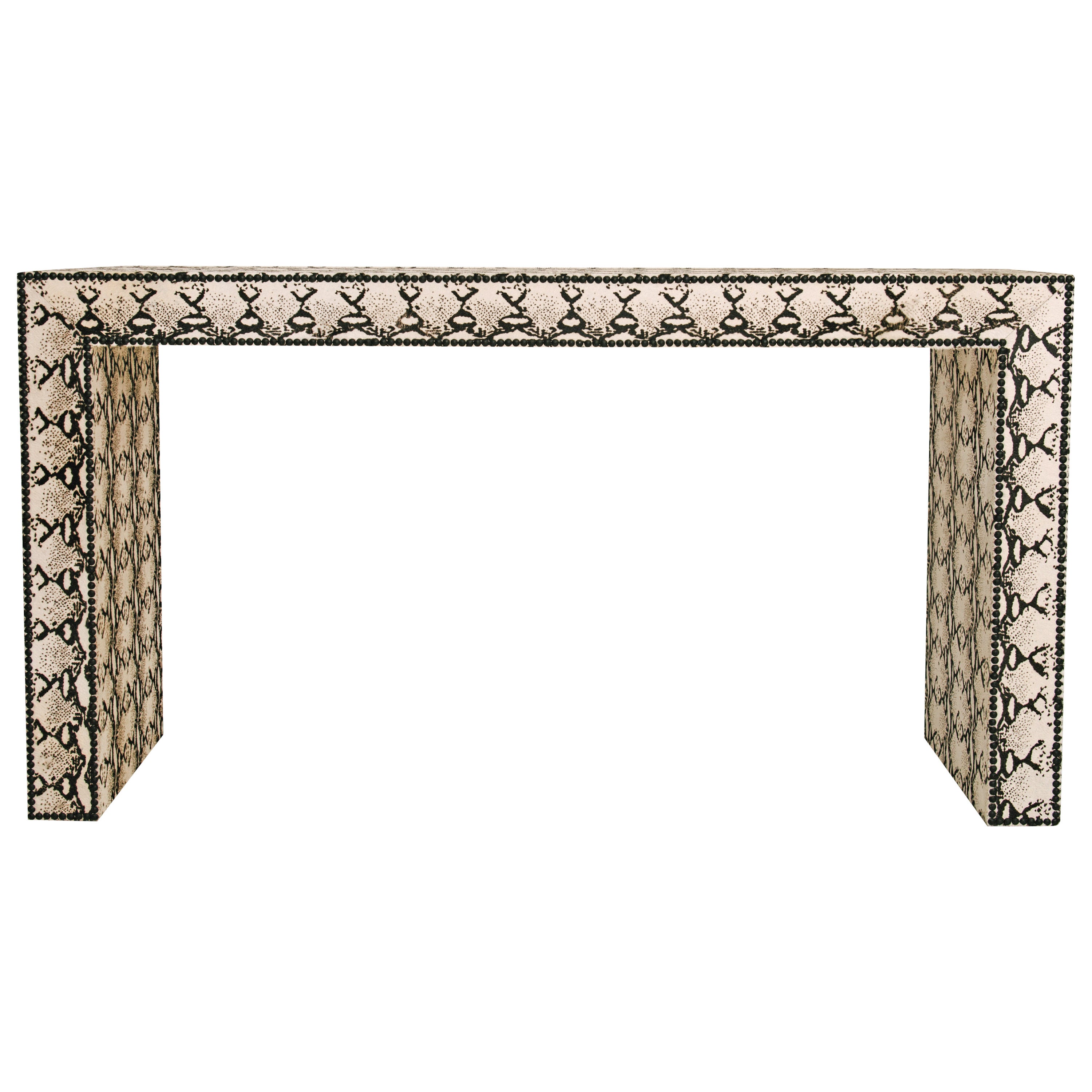 Snakeskin Printed Hair Hide Parsons Console Table
