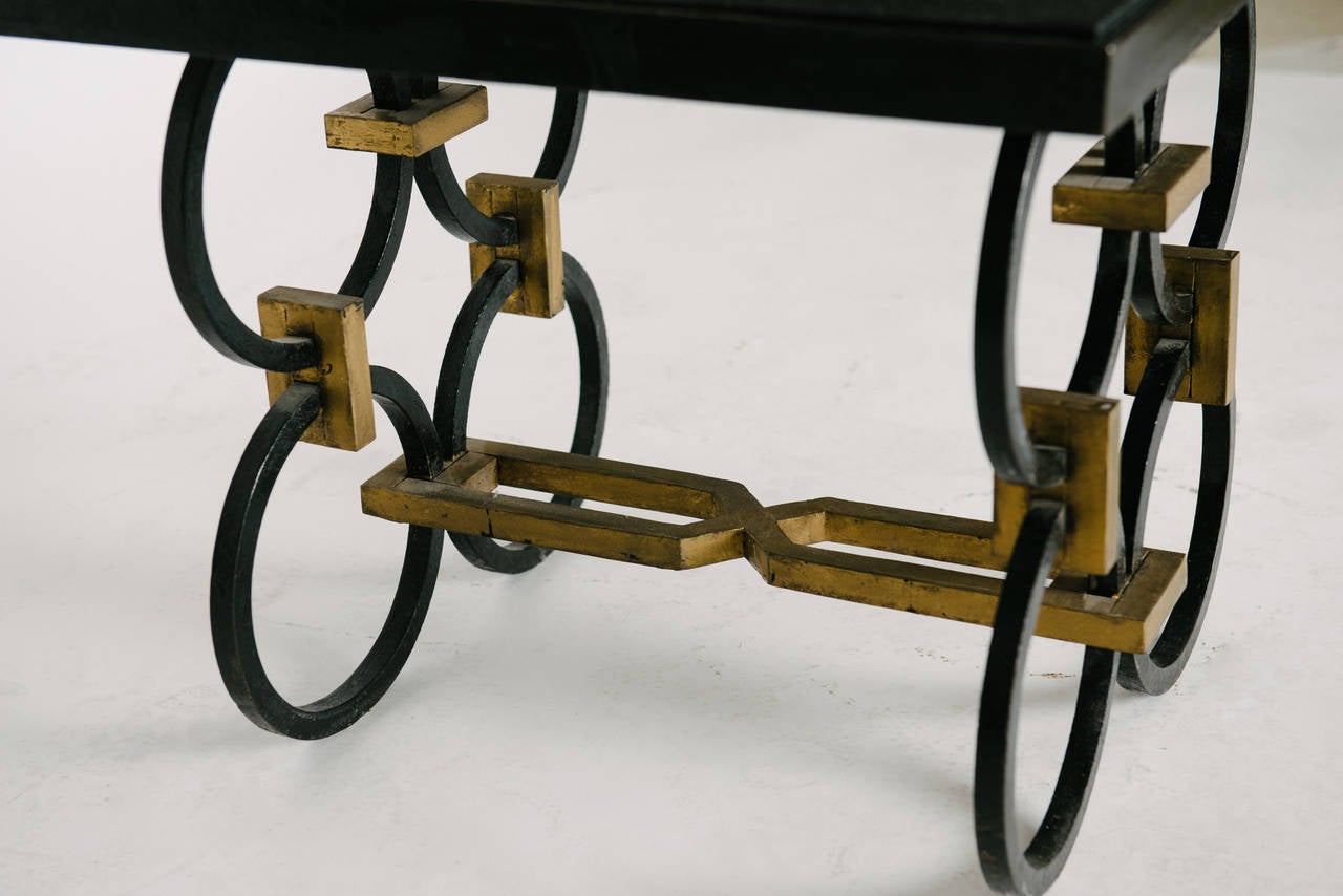 Geometric French Wrought Iron Occasional Table In Excellent Condition In Houston, TX