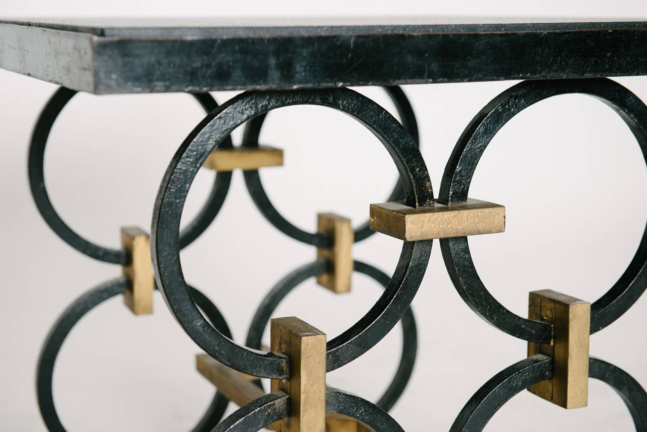 Mid-20th Century Geometric French Wrought Iron Occasional Table