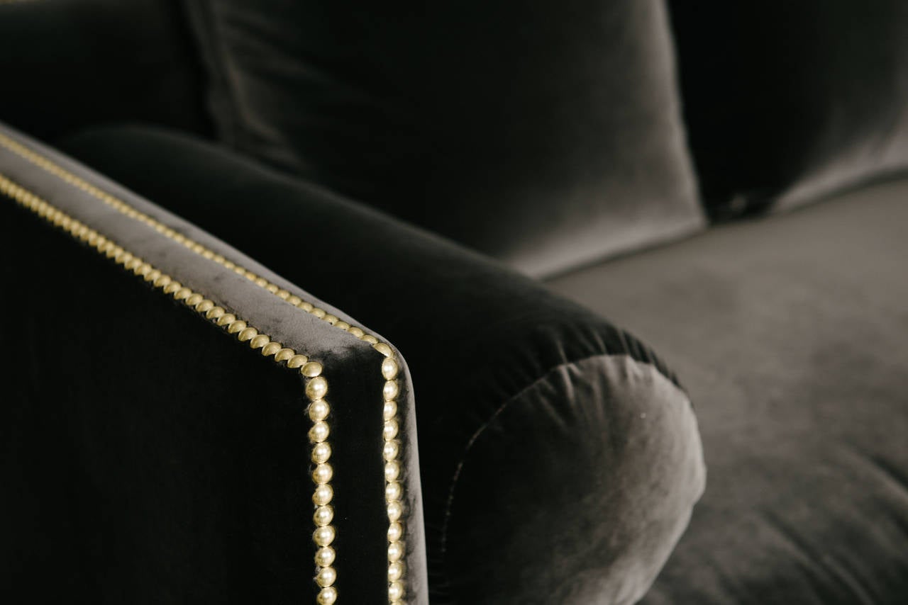 charcoal velvet sofa