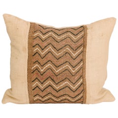 African Raffia Kuba Zig-Zag Pillow