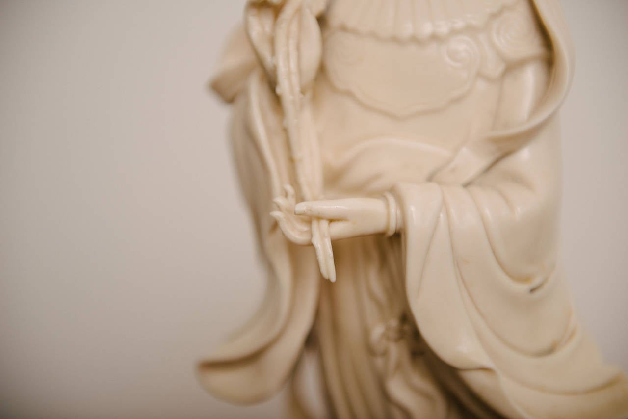 Porcelain 19th Century Blanc de Chine Guanyin Statue
