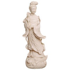 19th Century Blanc de Chine Guanyin Statue