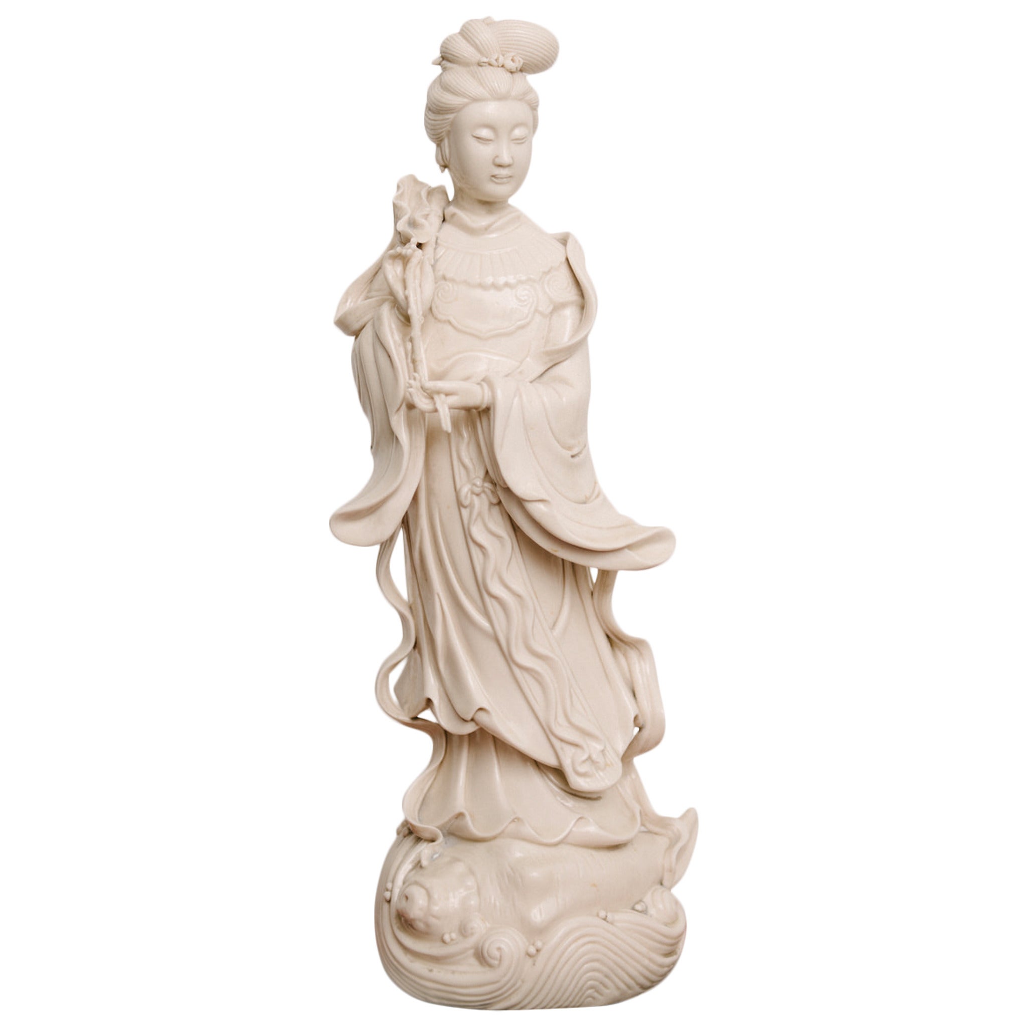 19th Century Blanc de Chine Guanyin Statue