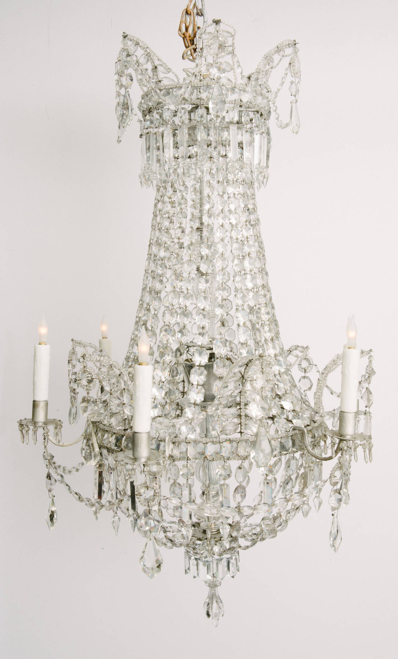French SixLight Crystal Chandelier For Sale at 1stdibs