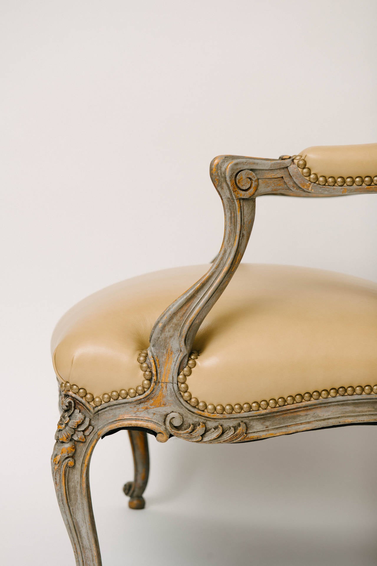 Pair of 19th Century Painted Louis XV Fauteuils In Excellent Condition In Houston, TX