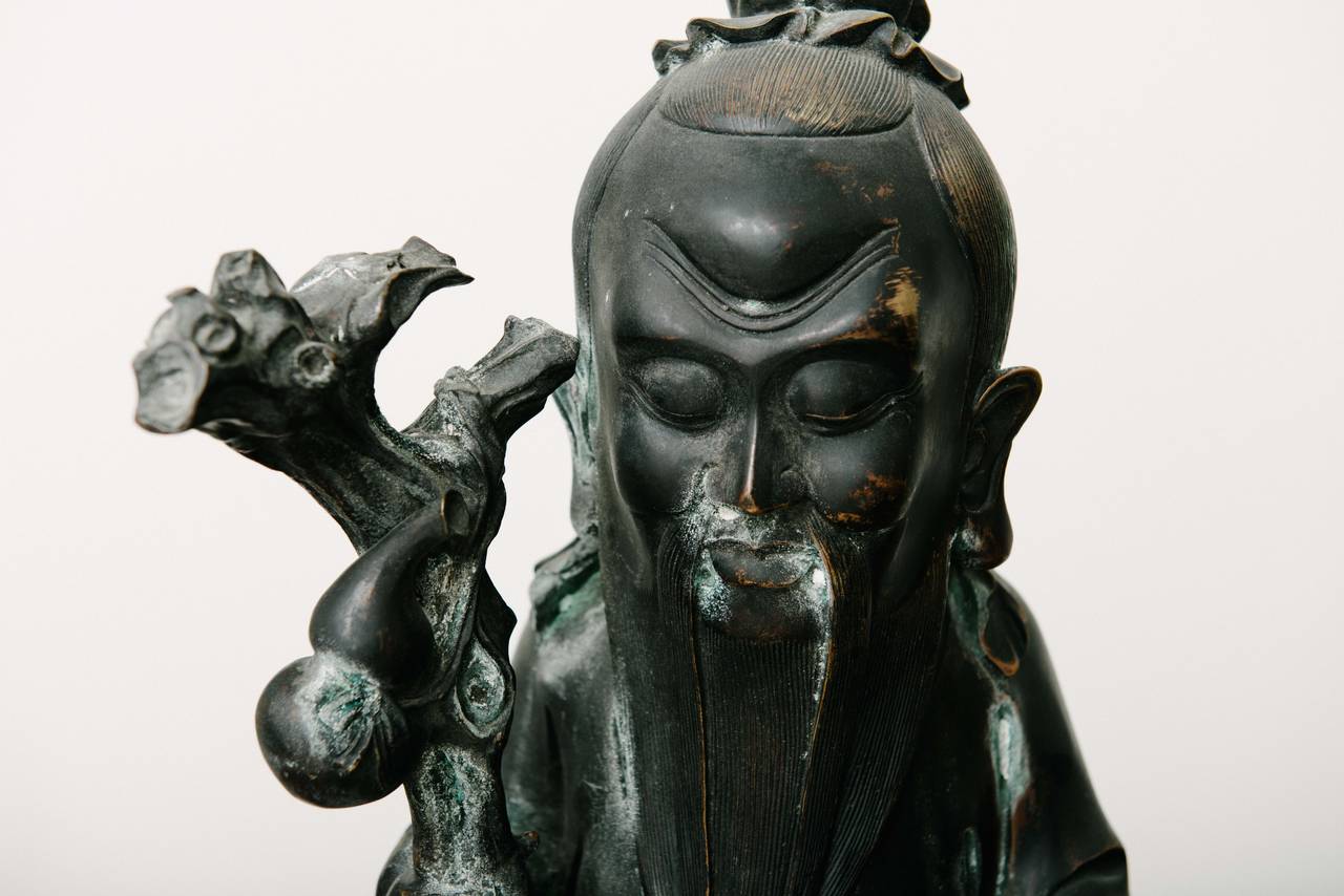 hollow cast bronze three wise chinese men