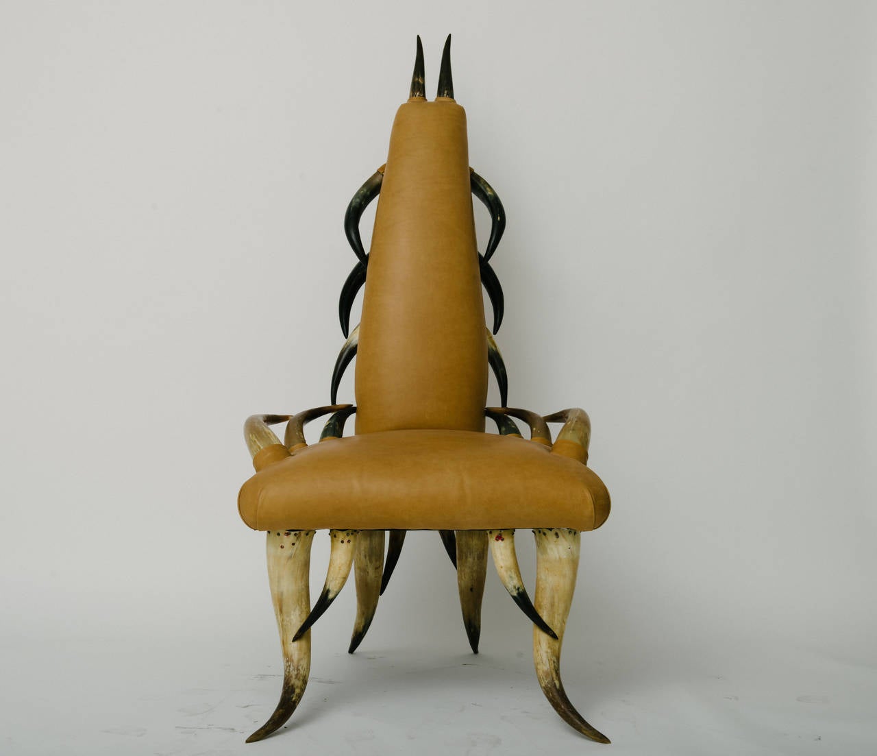 Vintage leather horn chair.