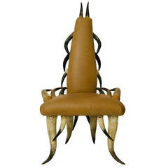 Vintage Leather Horn Chair