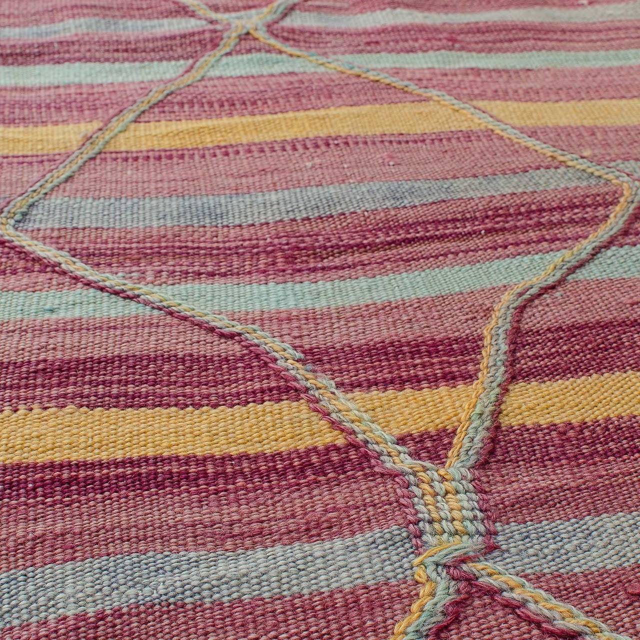 Folk Art Vintage Moroccan Ait Bou Ichaouen Carpet For Sale