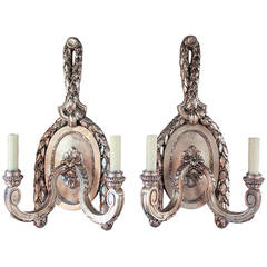 Pair of French Silvered Wall Sconce