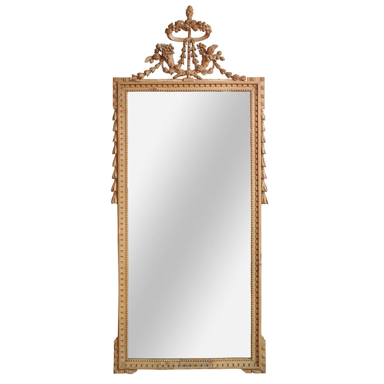 French Neoclassical Carved Wood Mirror For Sale at 1stdibs