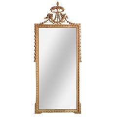 French Neoclassical Carved Wood Mirror