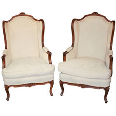 Pair of French Louis XV Bergeres