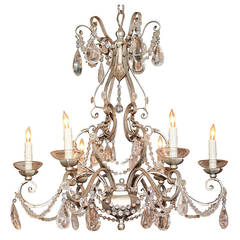 Italian Tole & Rock Crystal Chandelier 9