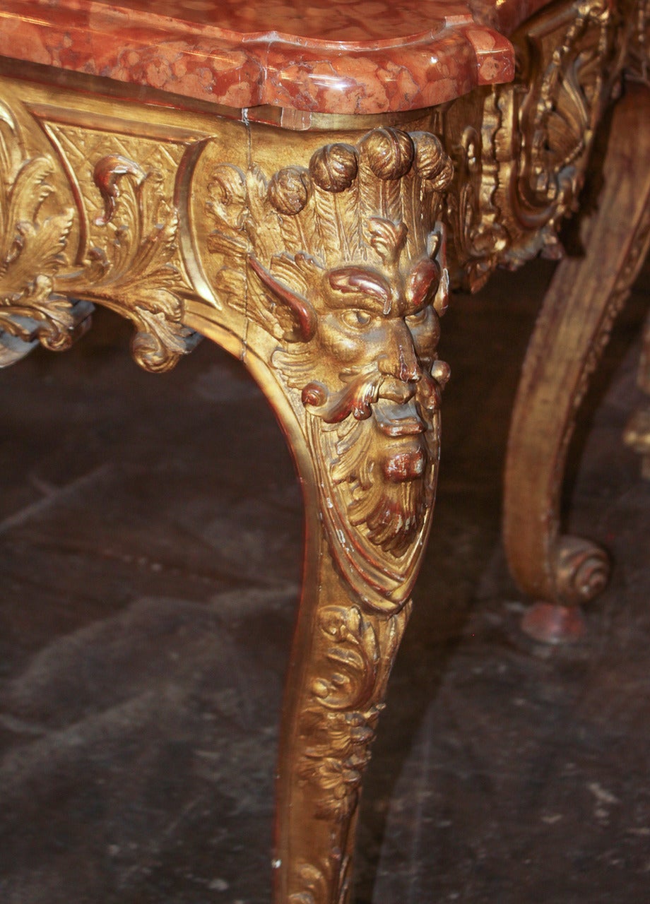 19th Century Italian Carved Giltwood Centre Table In Good Condition In Dallas, TX