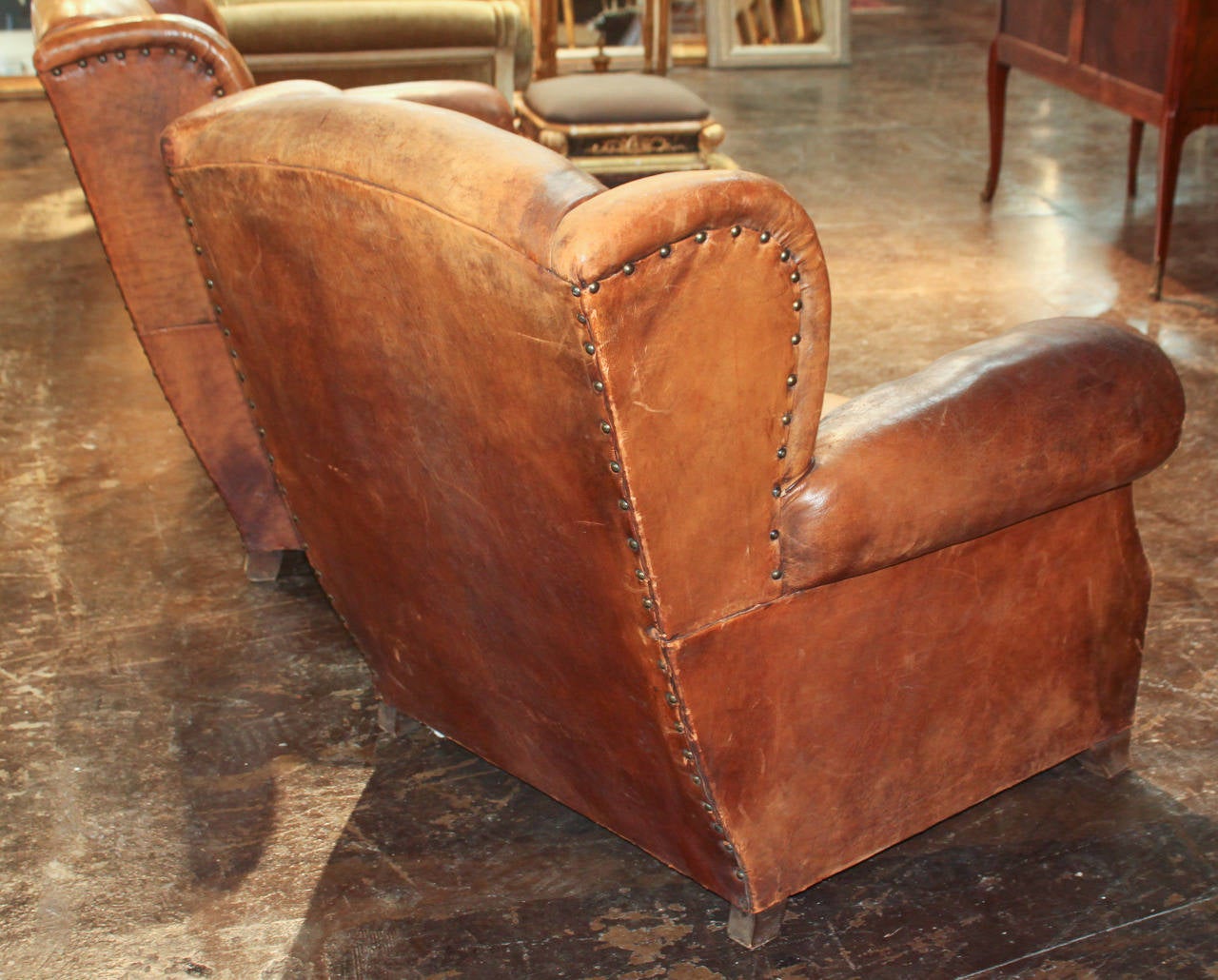 Pair of French Leather Club Chairs 1