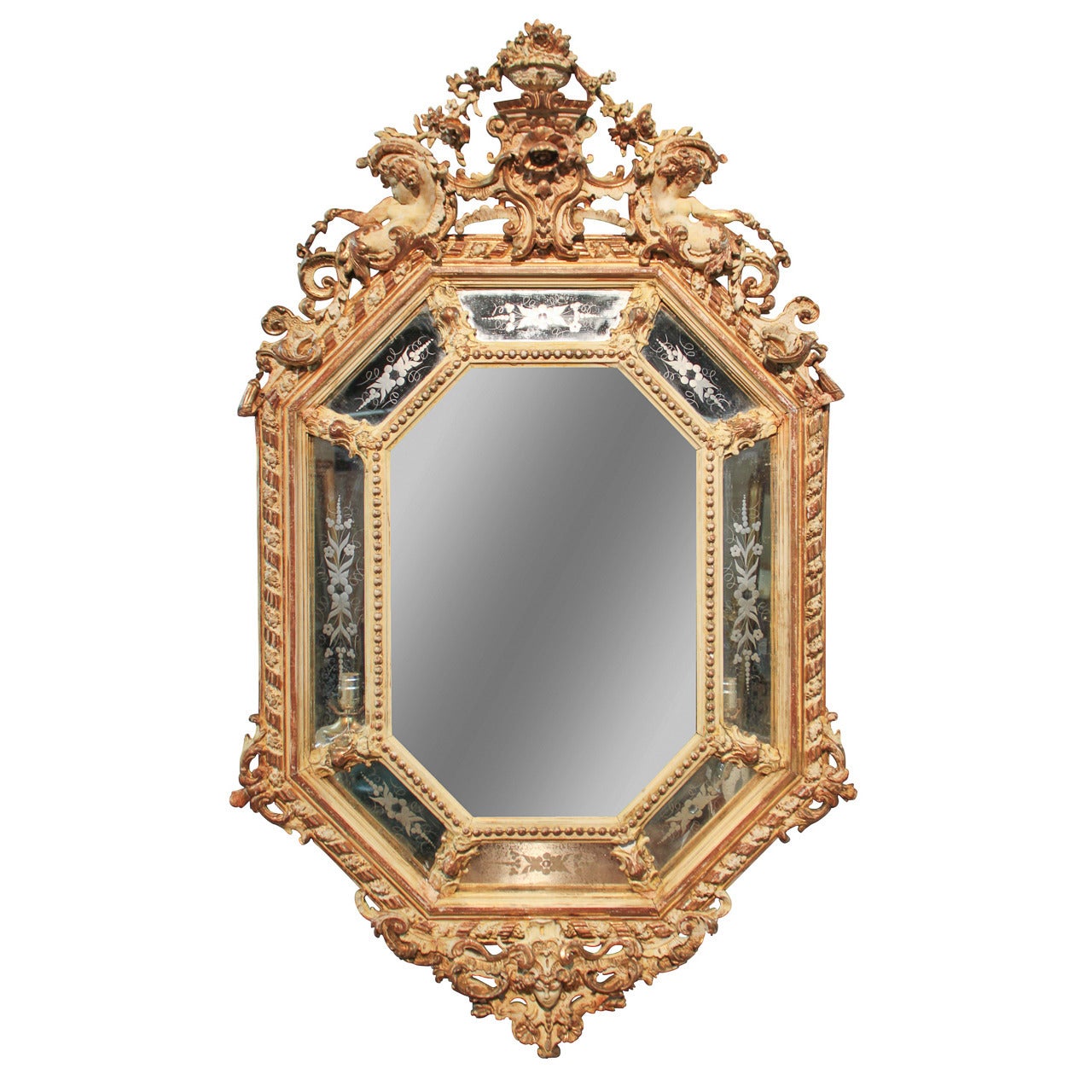 Miroir à coussin Louis XVI du 19ème siècle
