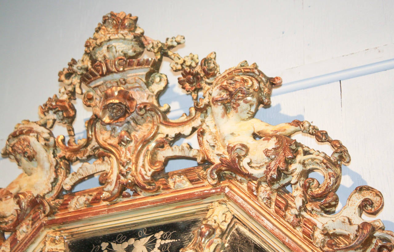 Gesso Specchio a cuscino francese Luigi XVI del XIX secolo in vendita