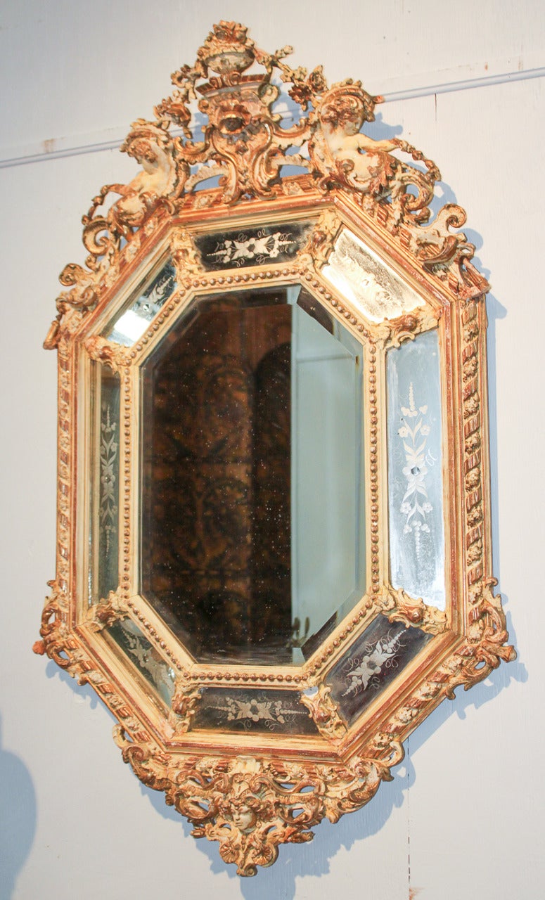 19th Century French Louis XVI Cushion Mirror In Good Condition For Sale In Dallas, TX