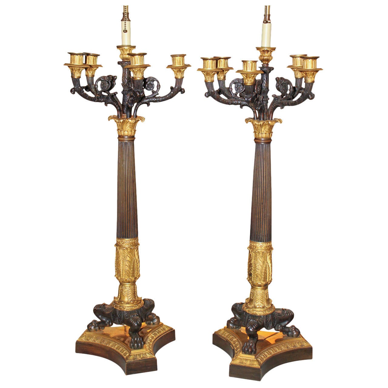 Large Pair of 19th c. French Empire Candelabra For Sale at 1stdibs