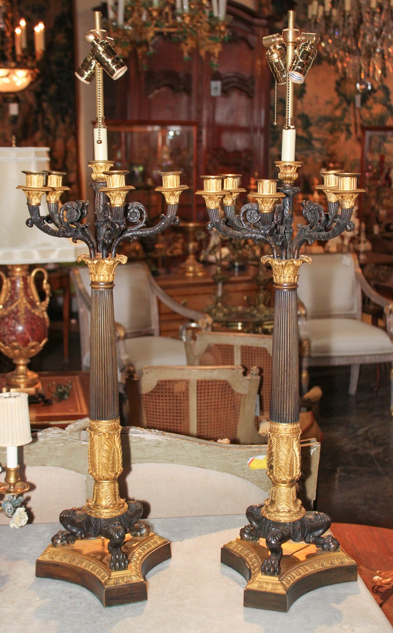 Large Pair of 19th c. French Empire Candelabra In Good Condition In Dallas, TX