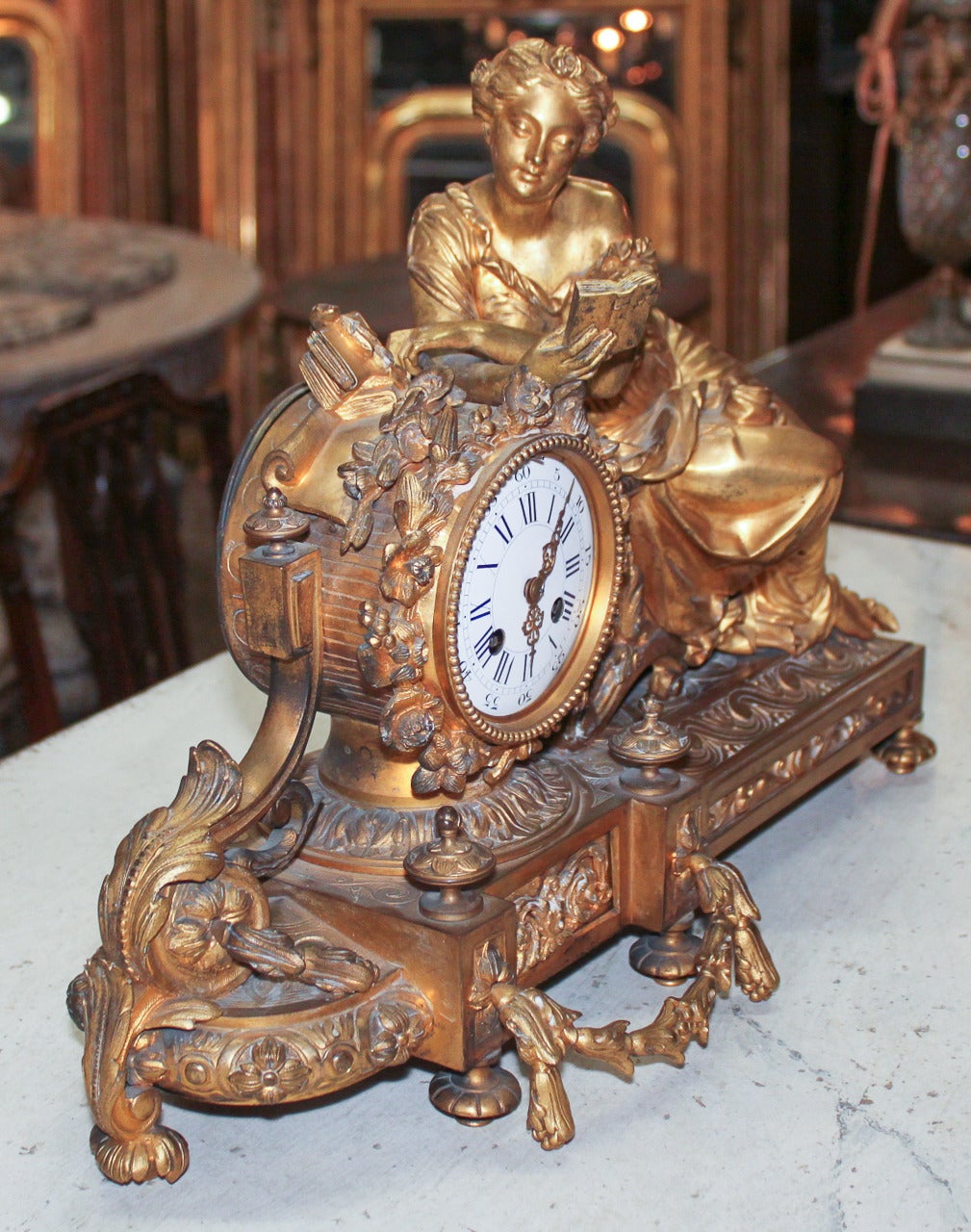 Fine 19th c. French Bronze Mantel Clock at 1stdibs