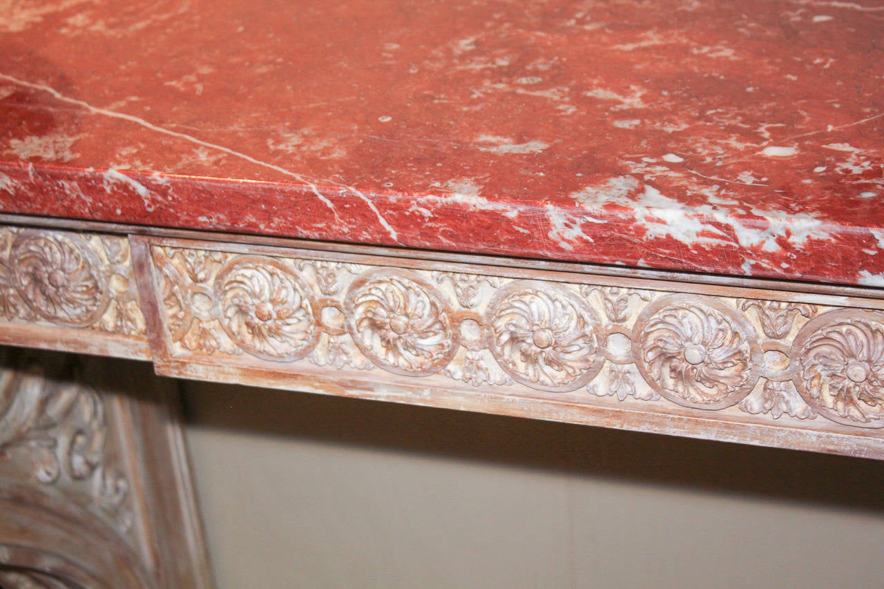 Gesso French Louis XIV Carved Marble-Topped Console
