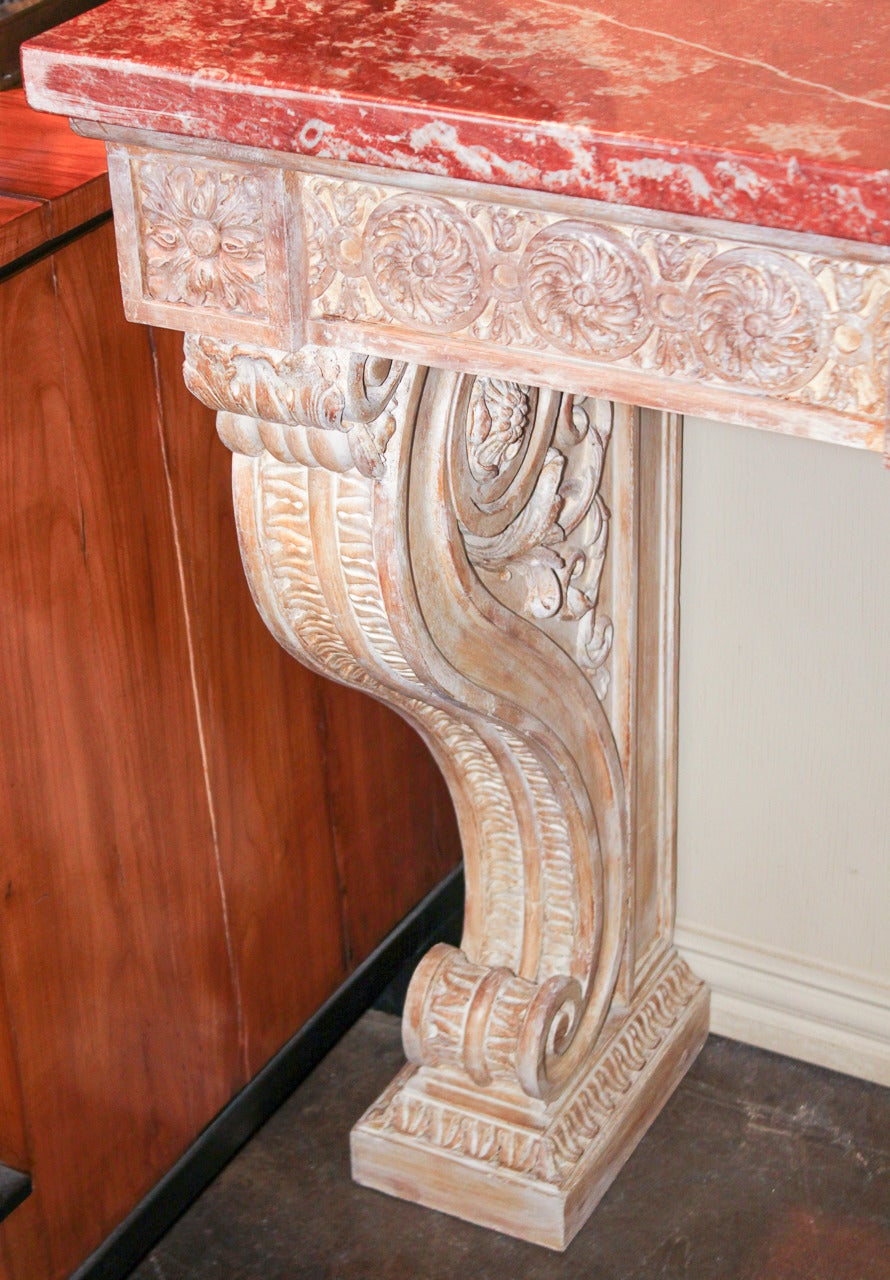 French Louis XIV Carved Marble-Topped Console In Good Condition In Dallas, TX