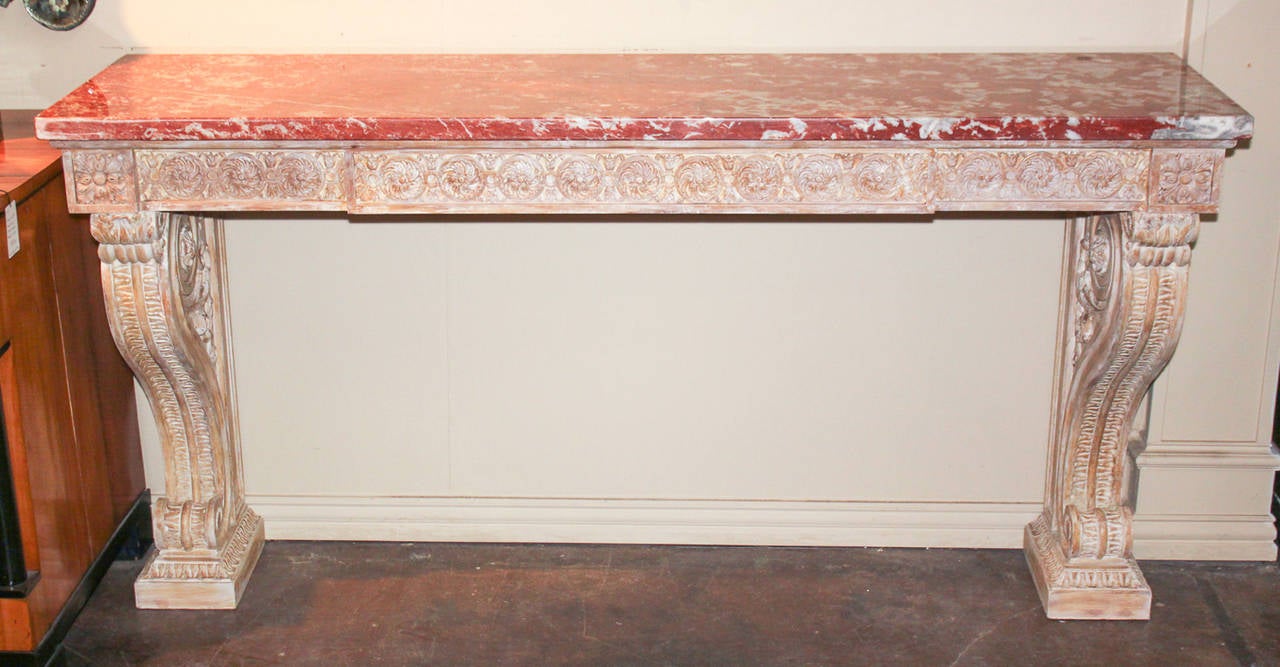 Early 20th Century French Louis XIV Carved Marble-Topped Console