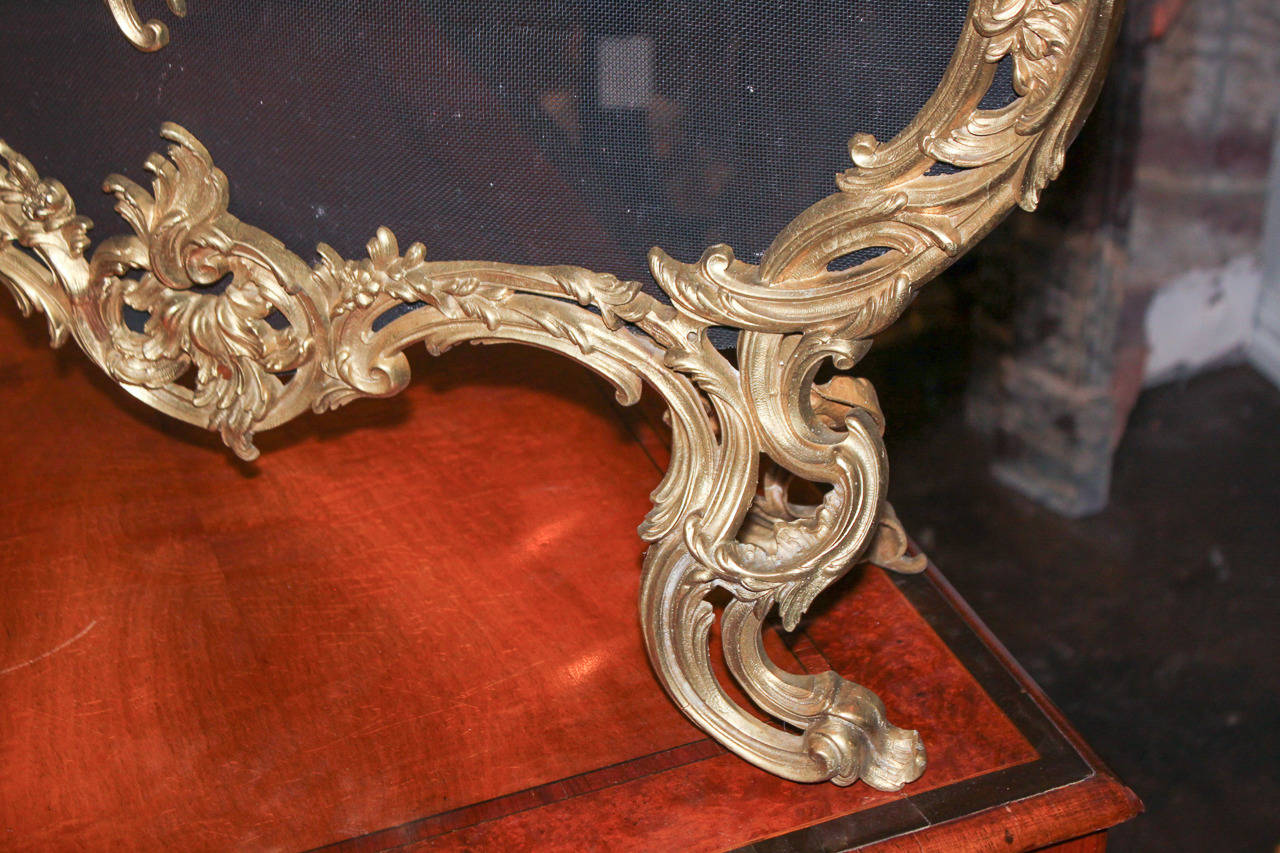 19th c. French Gilt Bronze Fire Screen 3