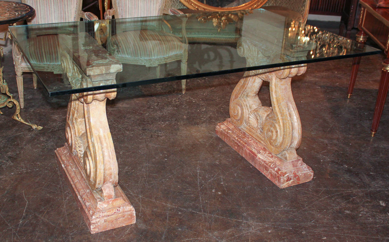 Superb 19th Century Marble and Glass Topped Dining Table 2