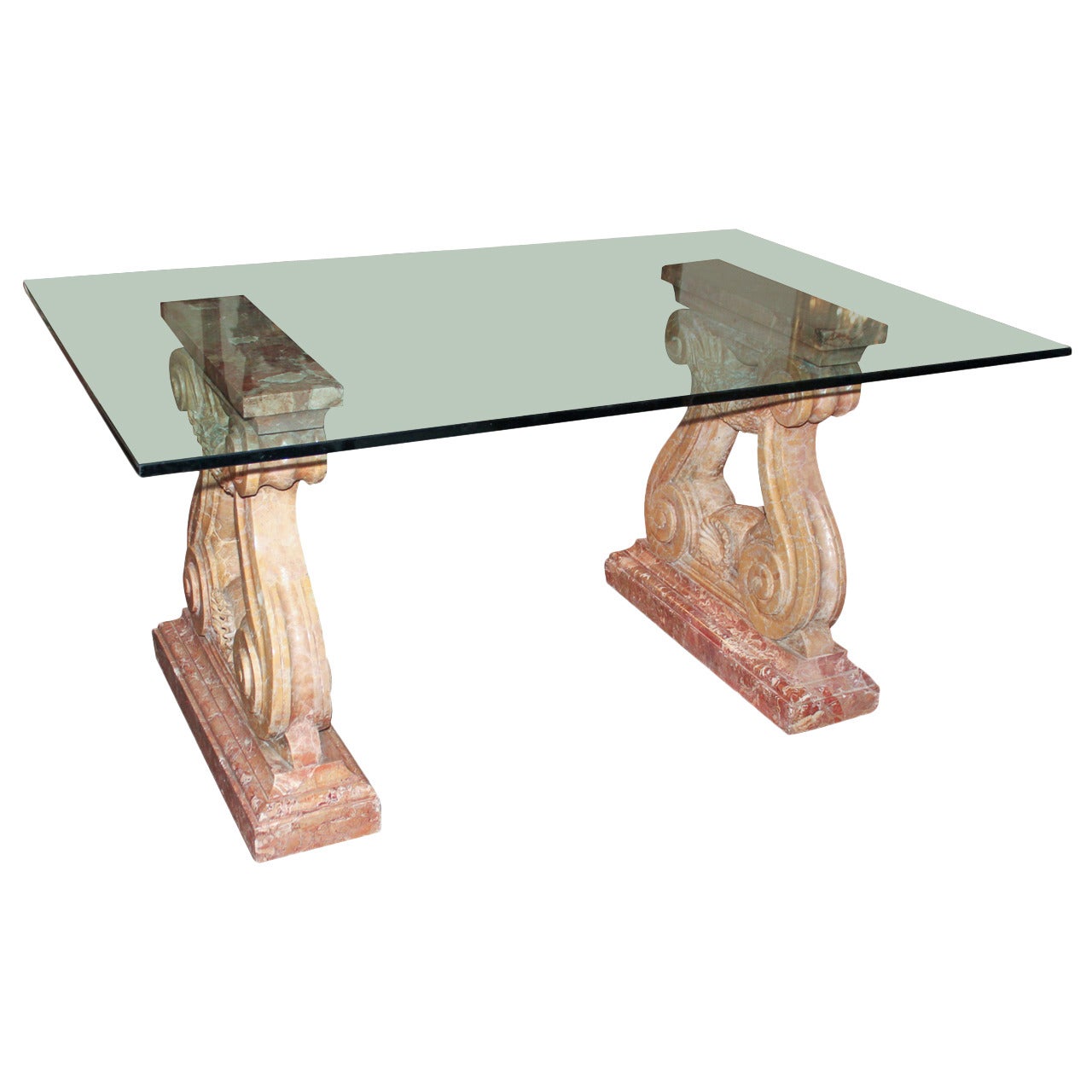 Superb 19th Century Marble and Glass Topped Dining Table