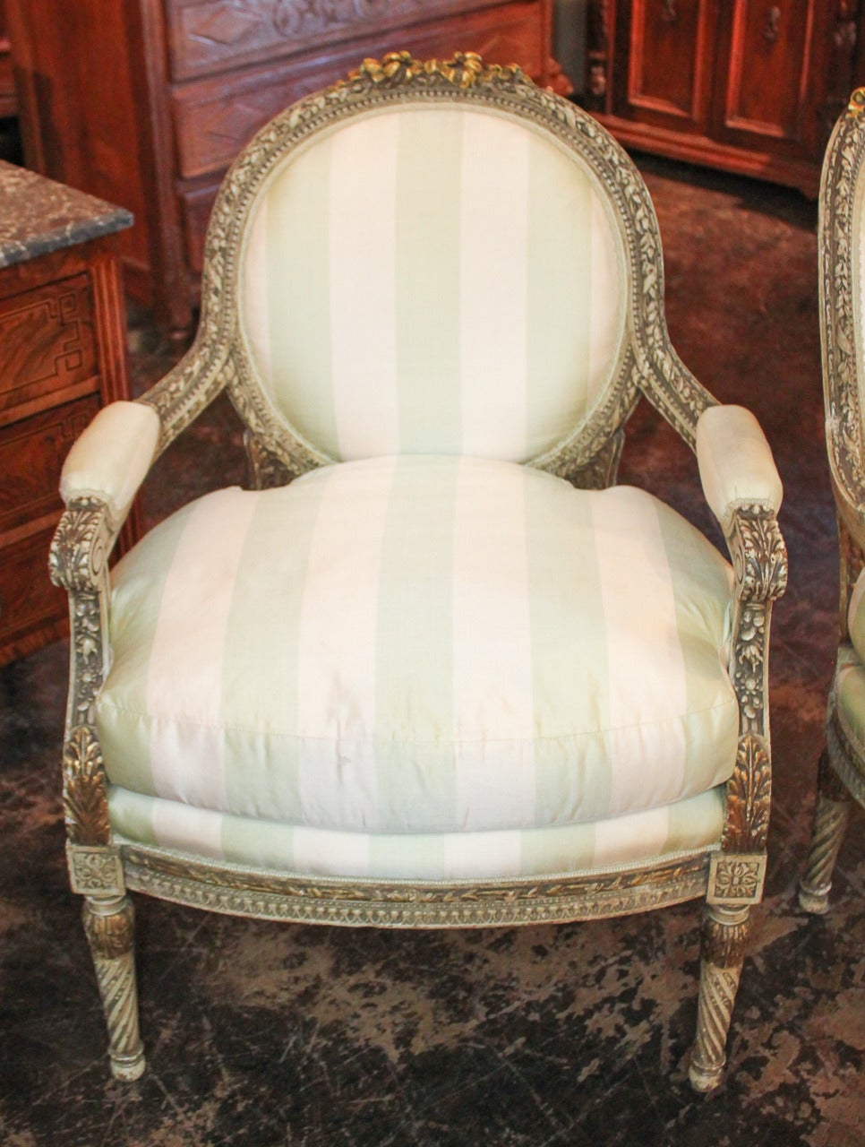19th Century Pair of French Louis XVI Fauteuils 3