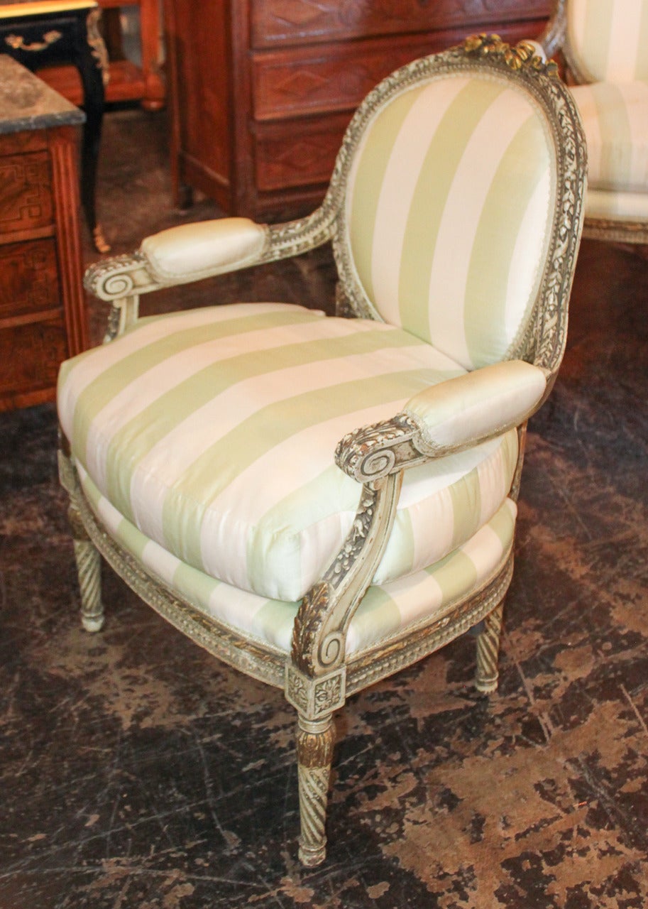 19th Century Pair of French Louis XVI Fauteuils 1