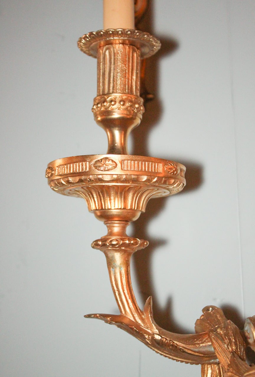 Large Pair of French Style Bronze Sconces 2