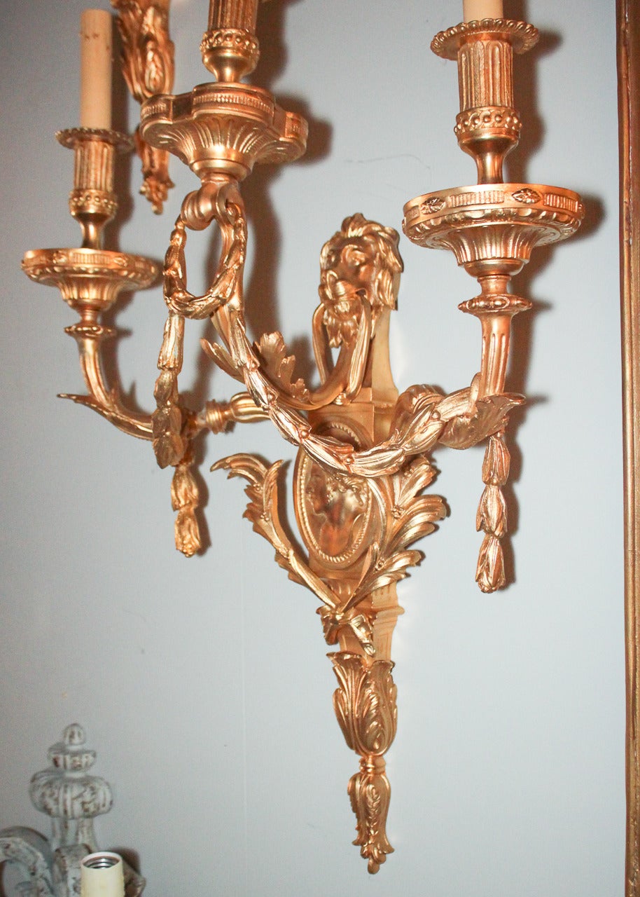 Large Pair of French Style Bronze Sconces 3