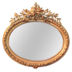 19th Century French Louis XVI Oval Gilt Mirror 7