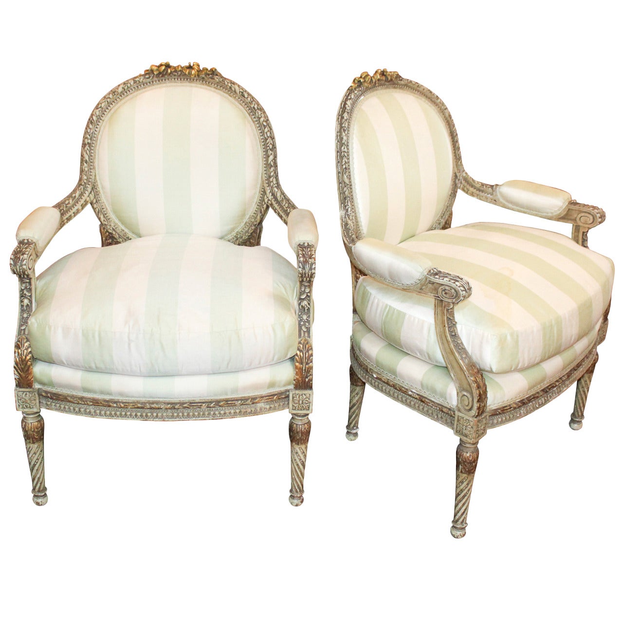 19th Century Pair of French Louis XVI Fauteuils