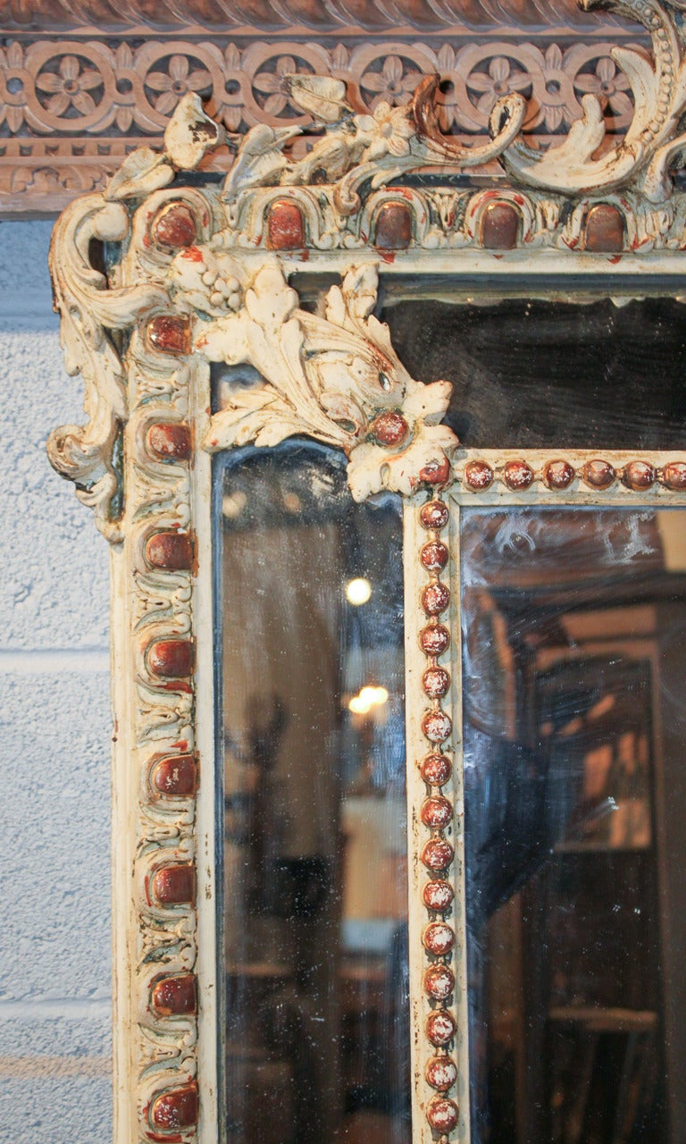 19th Century French Gesso Cushion Mirror In Good Condition In Dallas, TX
