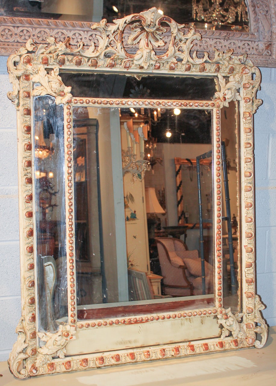 19th Century French Gesso Cushion Mirror 1