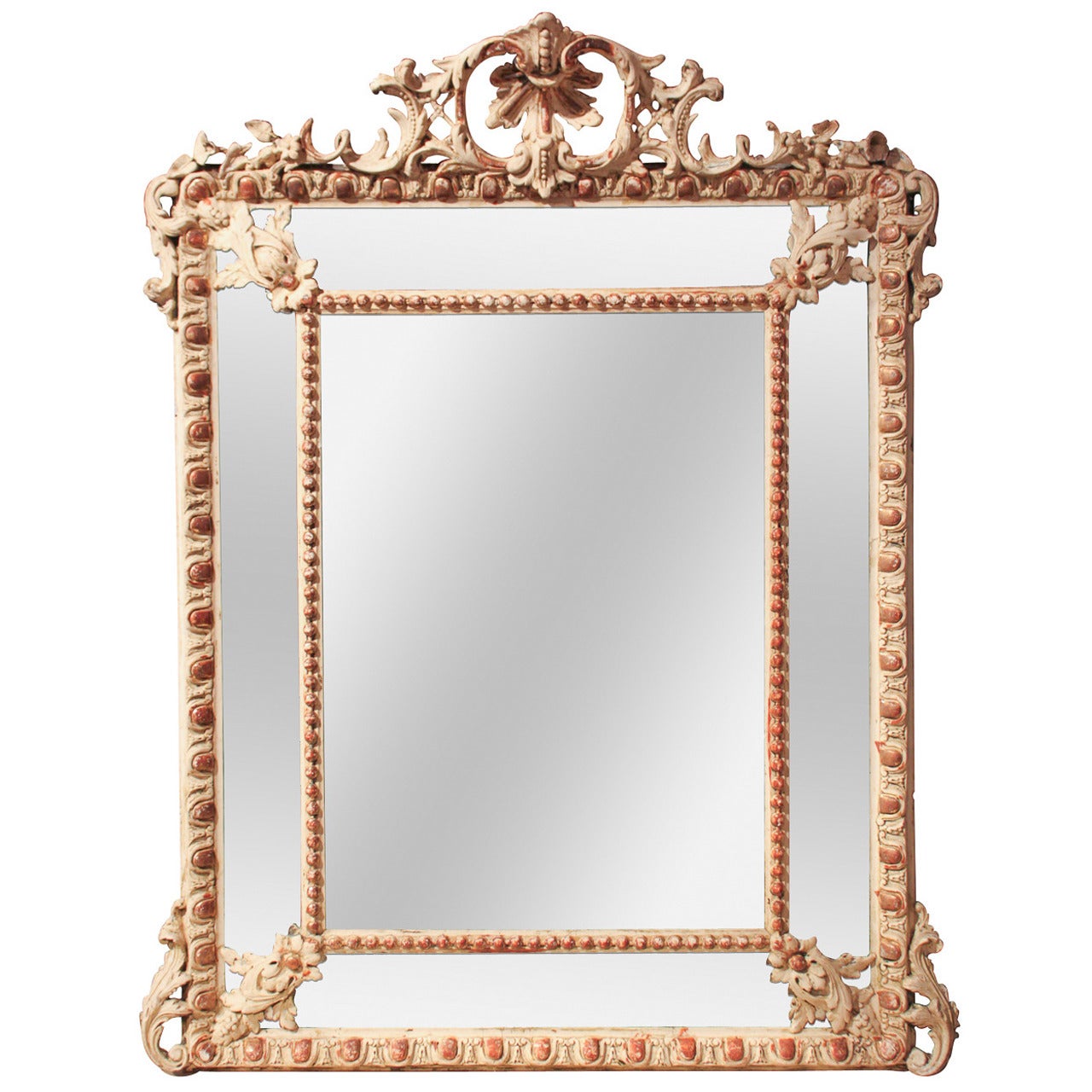 19th Century French Gesso Cushion Mirror