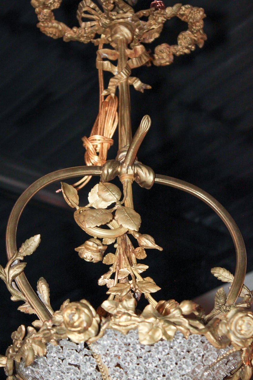 Petite 19th Century French Flower Basket Chandelier