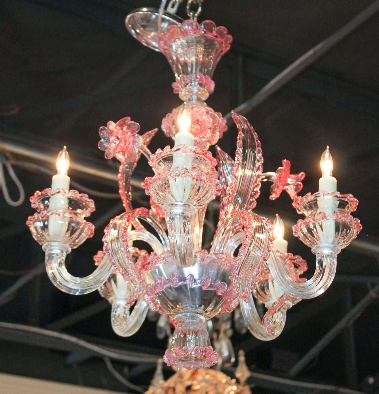 Early 20th Century Murano Handblown Glass Chandelier