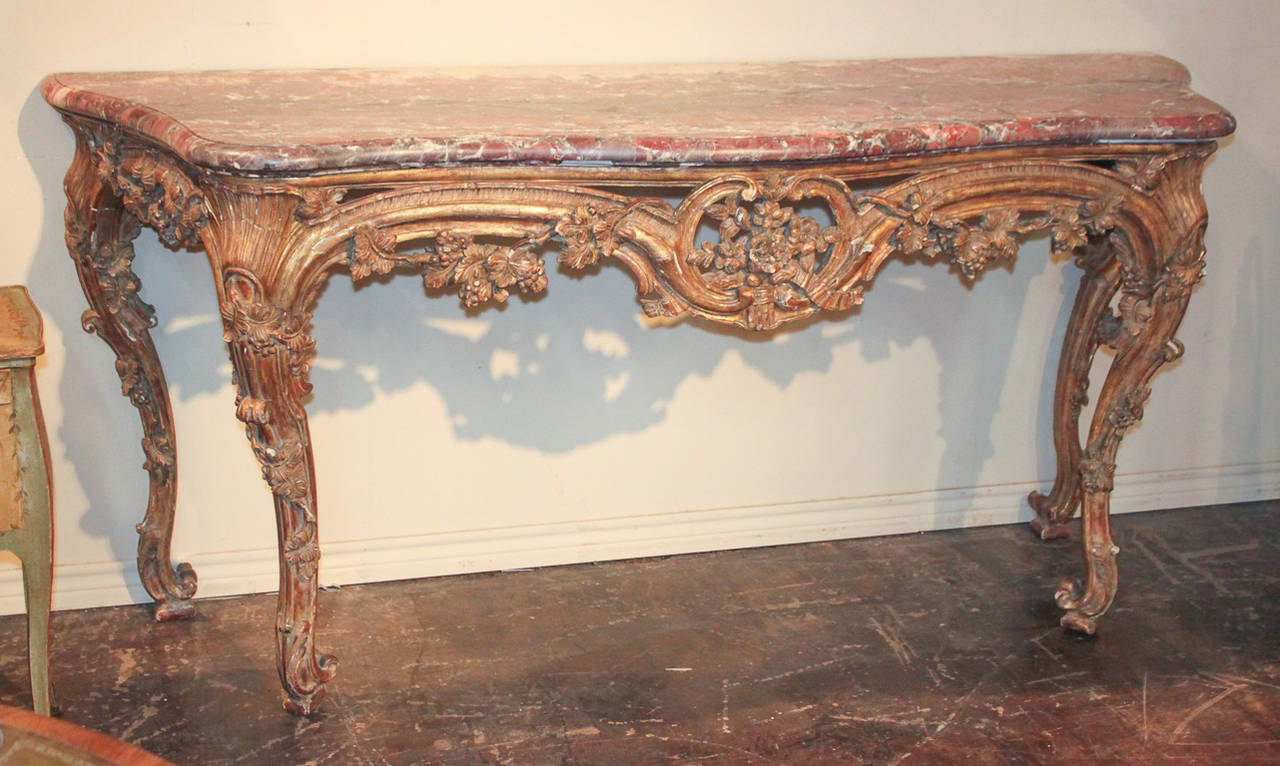 Marble 19th Century French Louis XV Console For Sale
