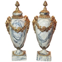 Superb Pair of French Marble Cassolettes